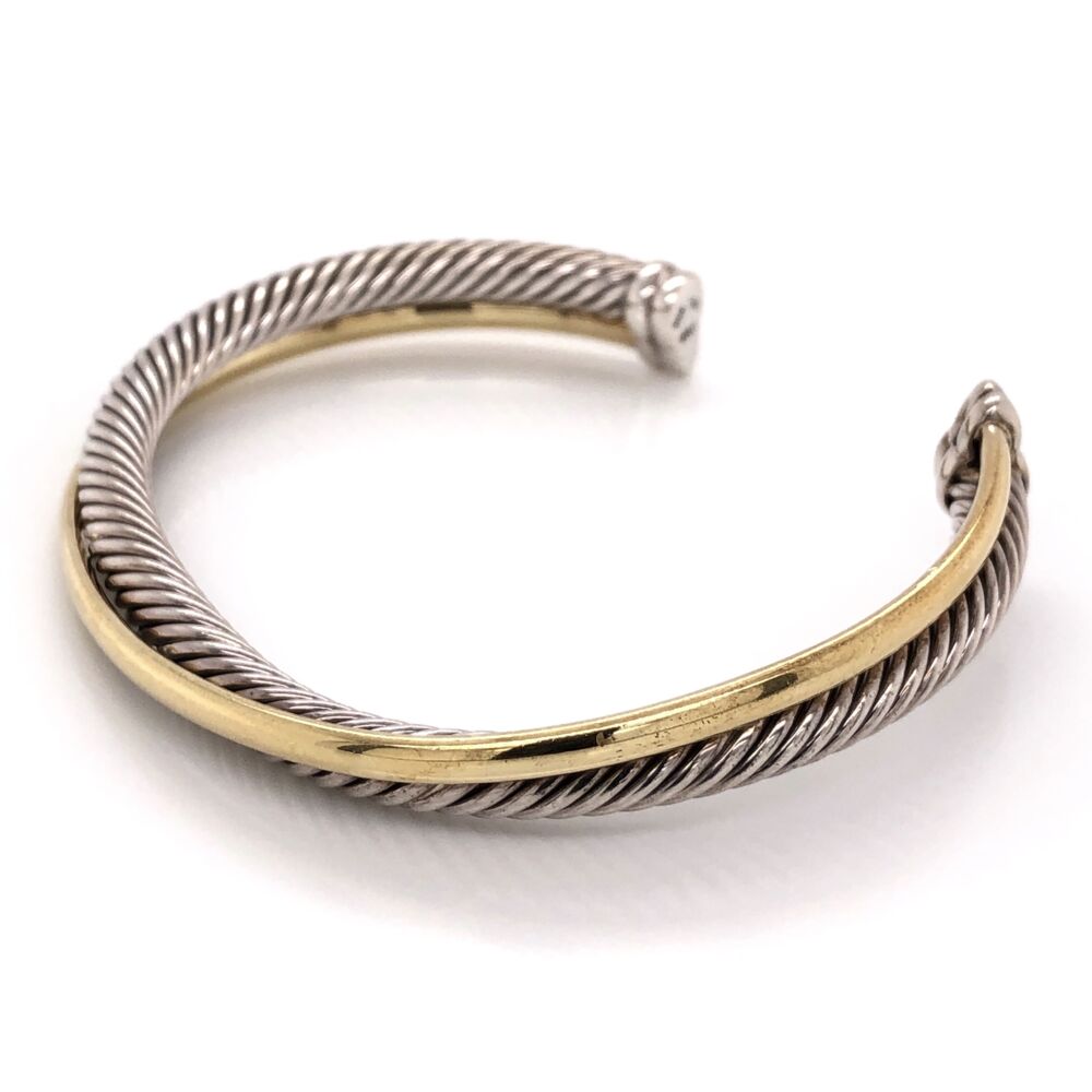 DAVID YURMAN 18K Yellow Gold & Sterling Wrap over Rope Cuff Bracelet 36 ...