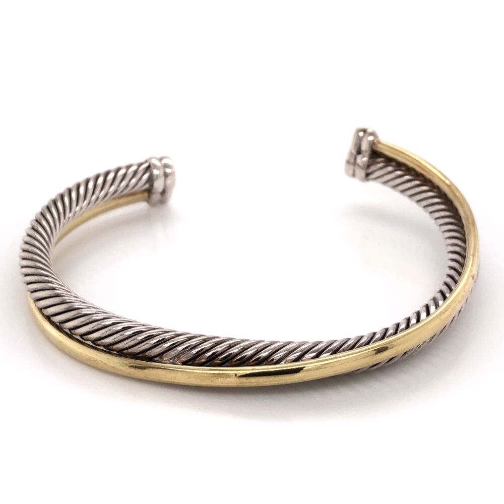 DAVID YURMAN 18K Yellow Gold & Sterling Wrap over Rope Cuff Bracelet 36 ...