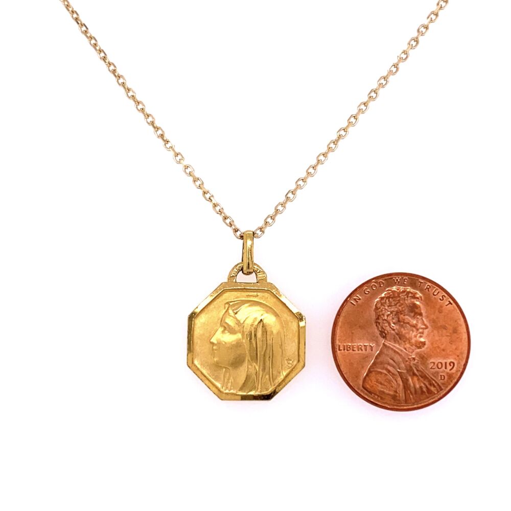 Image 2 for 14K Yellow Gold FRENCH Saint Pendant 5.0g on 16" Chain