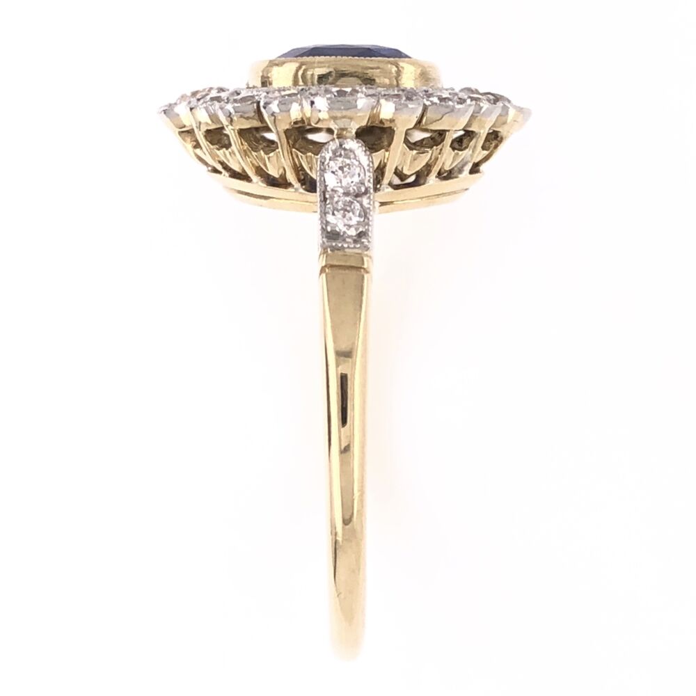 Image 2 for Platinum on 18K Yellow Gold Edwardian 1.28ct Sapphire GIA & .53tcw Diamonds Ring 4.6g, s7