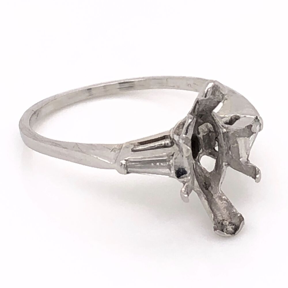 Image 2 for Platinum Semimount Ring with 2 Tapered Baguette Diamonds .20tcw 4.2g, s7