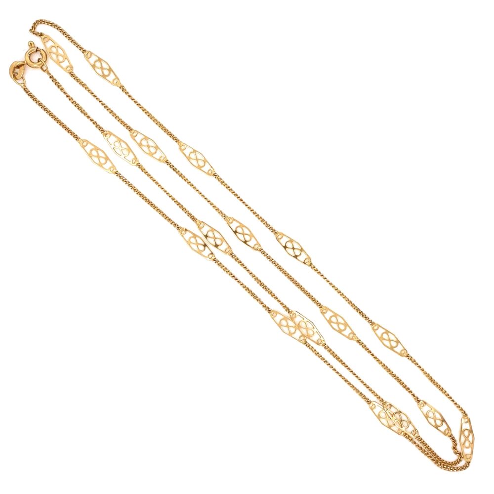 Image 2 for 14K Yellow Gold Italtian Station Chain Necklace 3.8g, 24"