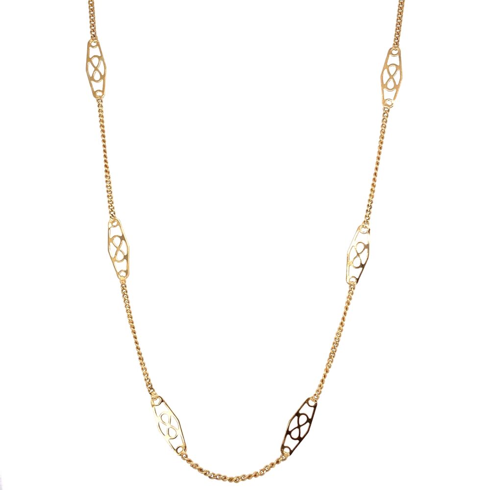 14K Yellow Gold Italtian Station Chain Necklace 3.8g, 24"
