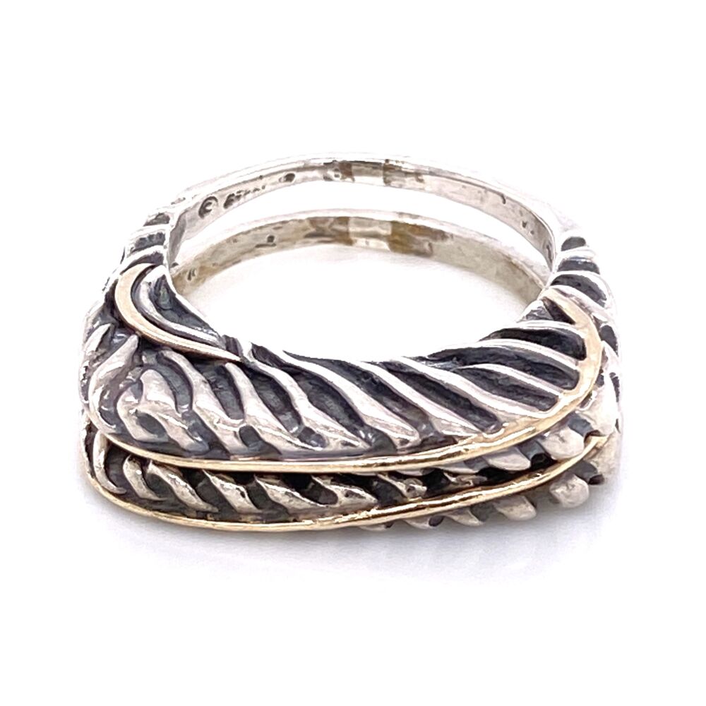925 / 14K Yellow Gold Diane Malouf Double Thin Band Gold Over 10.8g, s6.75