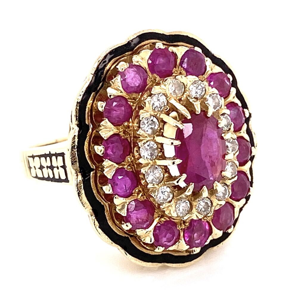 Image 2 for 14K Yellow Gold 2.10tcw Ruby & .40tcw Diamond Enamel Ring 10.4g, s6