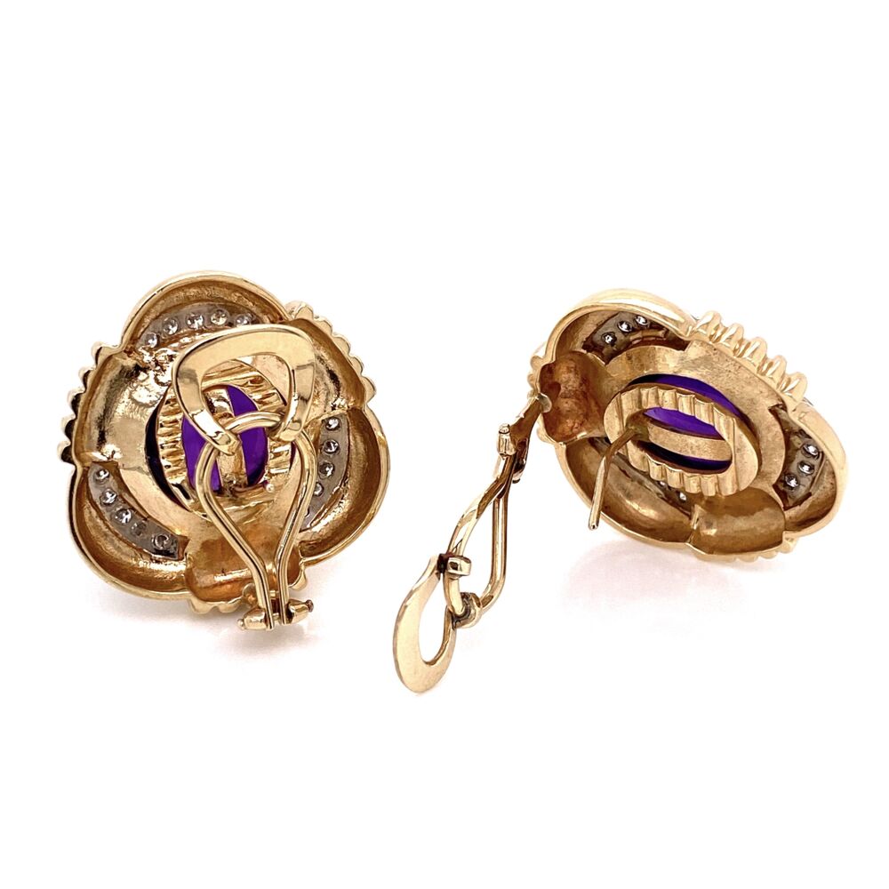 Image 2 for Cabochon Amethyst & Diamond Earrings