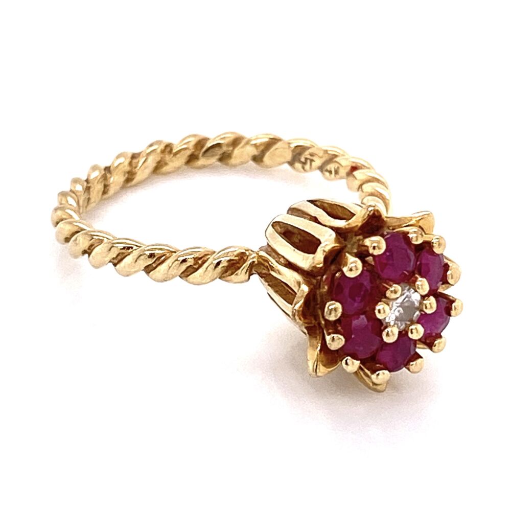 Image 2 for 14K Yellow Gold Tulip Ring with .35tcw Ruby & .04ct Diamond 3.8g, s6