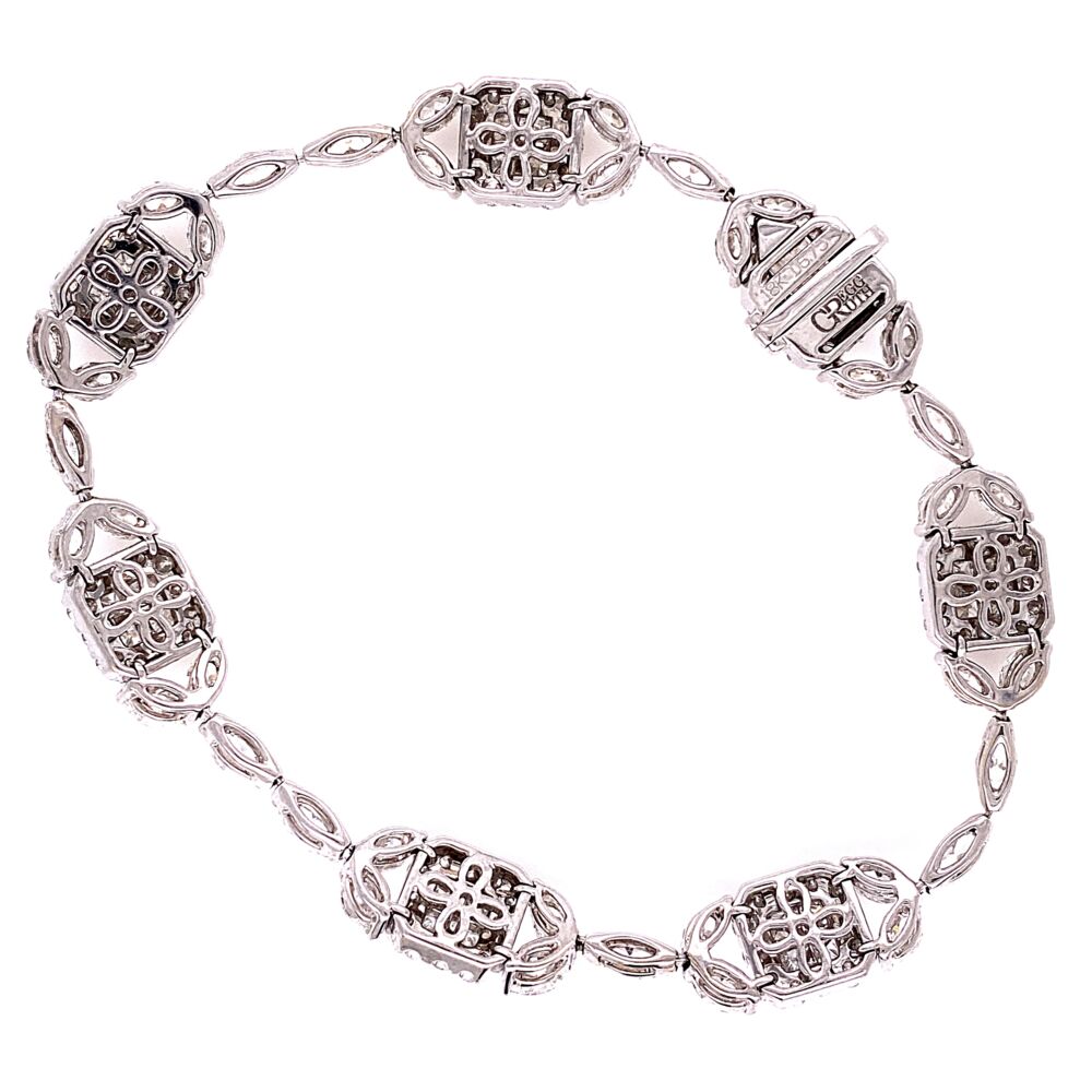 Image 2 for 18K White Gold GREGG RUTH Mosaic Diamond Link Bracelet 8.00tcw 13.4g, 6.75" Long