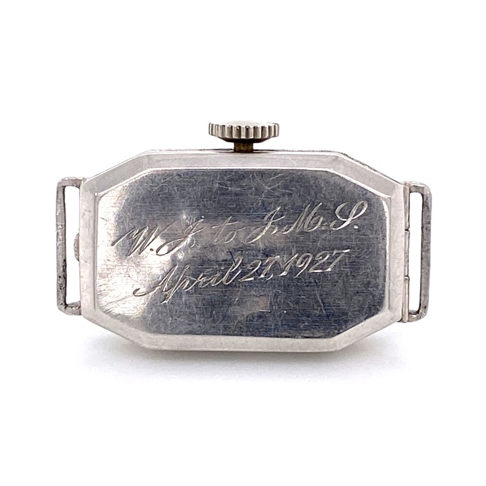Image 2 for Platinum Art Deco c1927 BULOVA Diamond Watch .35tcw & Blue Stones 10.2g