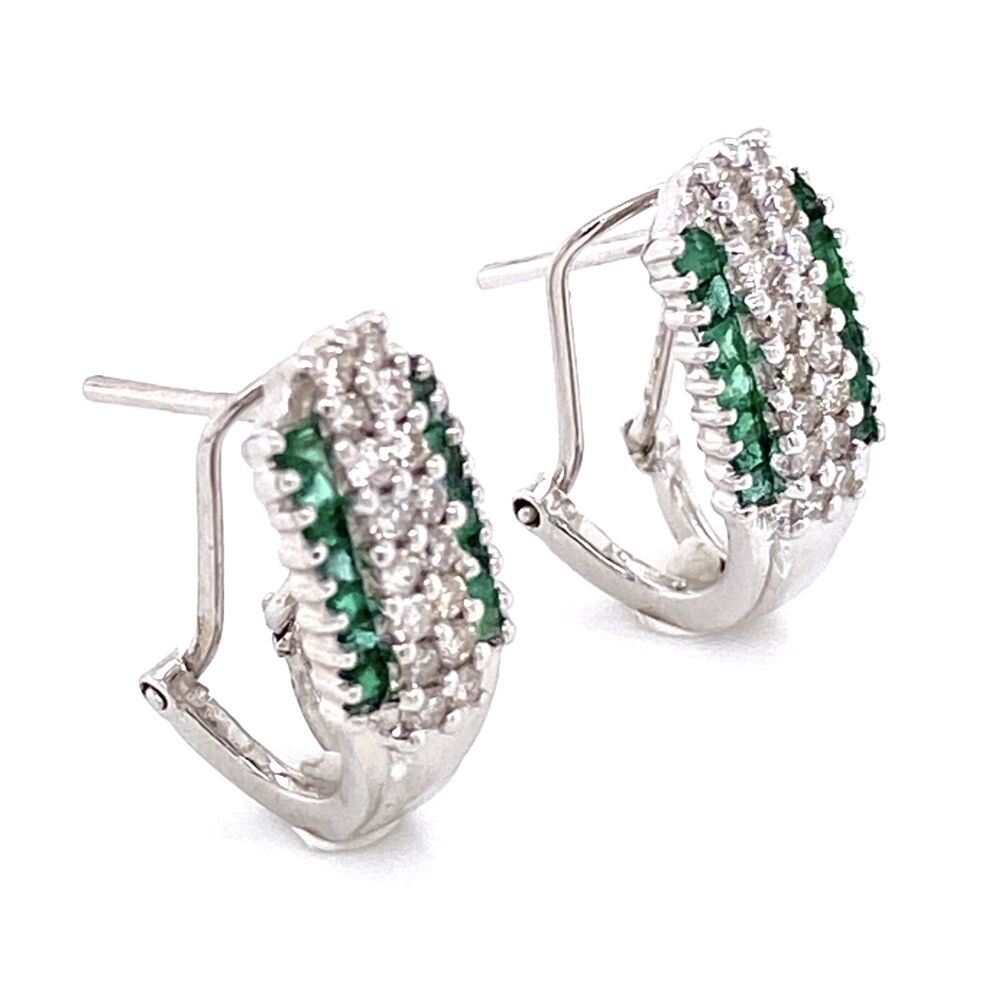Image 2 for Diamond & Emerald Clip Earrings