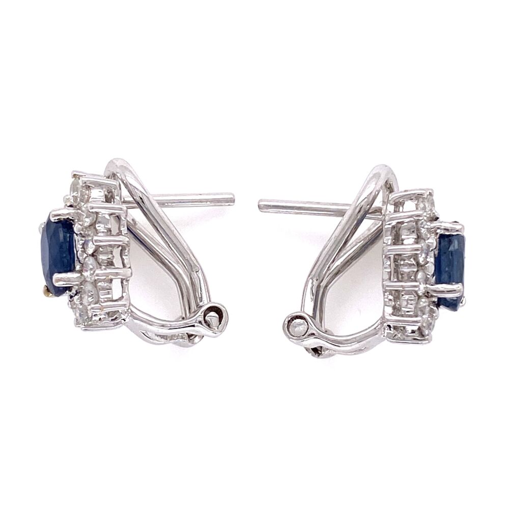 Image 2 for 18K White Gold 1.00tcw Sapphire & .75tcw Diamond Halo Clip Earrings 4.3g