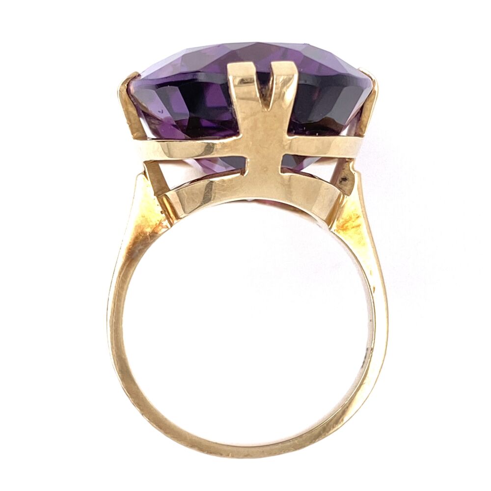 Image 2 for 14K Yellow Gold 20ct Oval Amethyst Split Prong Soliatire 10.3g, s6.5