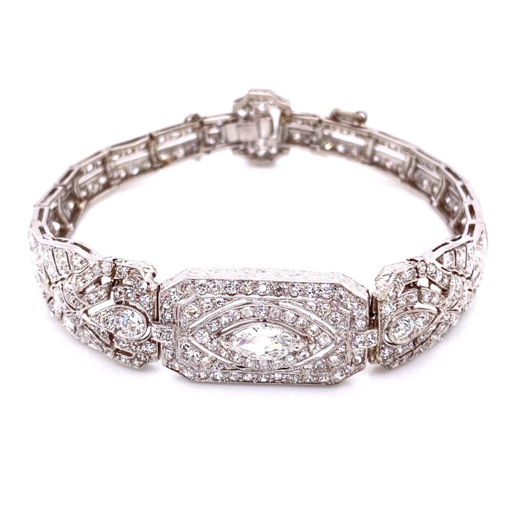Platinum Art Deco .65ct + 8.50tcw Diamond Bracelet 27g, 7.5"