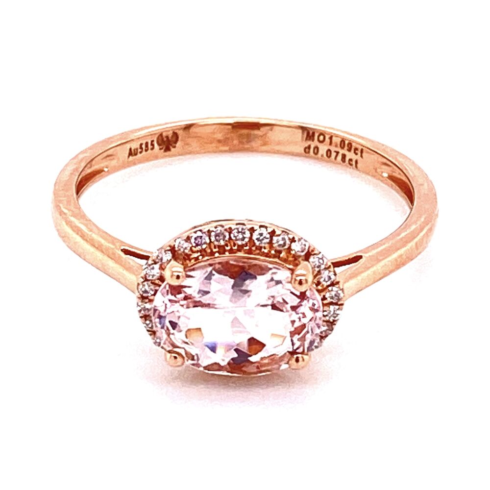 Image 2 for 14K Rose Gold 1ct Morganite & .07tcw Diamond Ring 1.7g, s6.5