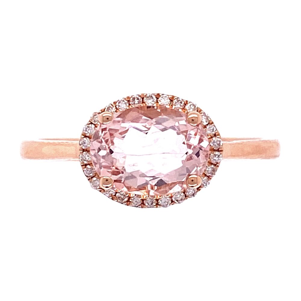 Young and contemporary beautiful Morganite ring in rich rose gold!~ 14K Rose Gold 1ct Morganite & .07tcw Diamond Ring 1.7g, s6.5