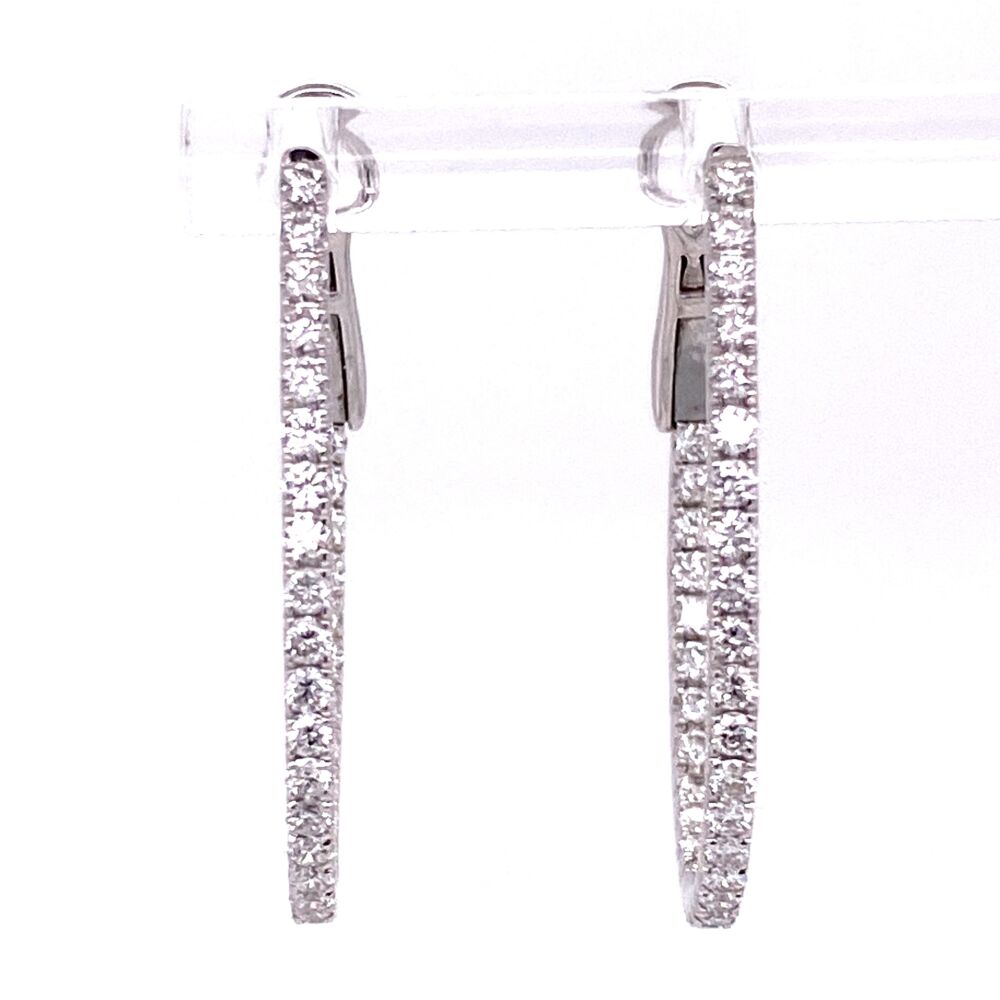 Image 2 for 18K WG Oval Pave Inside Out Diamond Hoop Earrings 1.26tcw 5.0g, 1.5" Tall