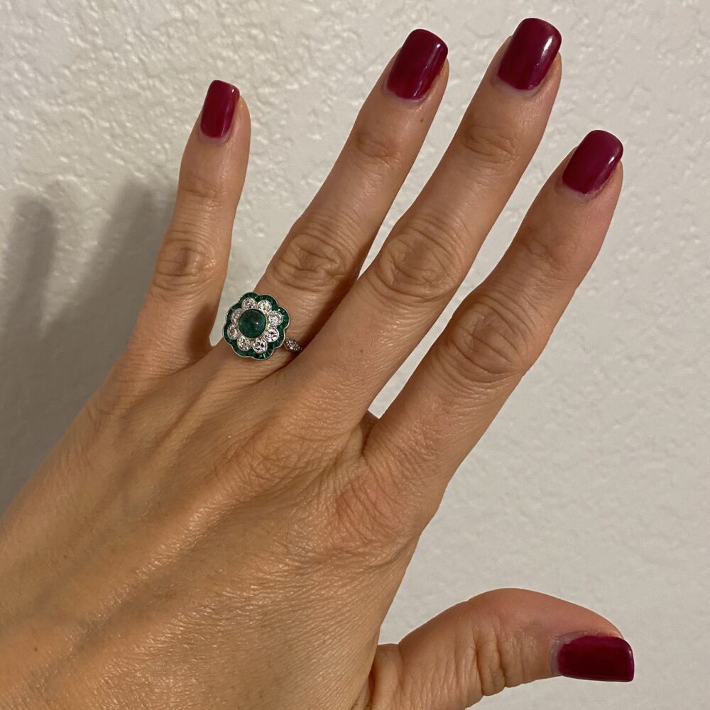 Image 2 for Platinum 1.69tcw Emeralds & 1.00tcw Diamonds Ring, s7.5