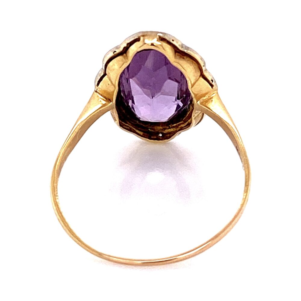 18K YG Edwardian 4ct Amethyst & .03tcw Diamond Ring, s8