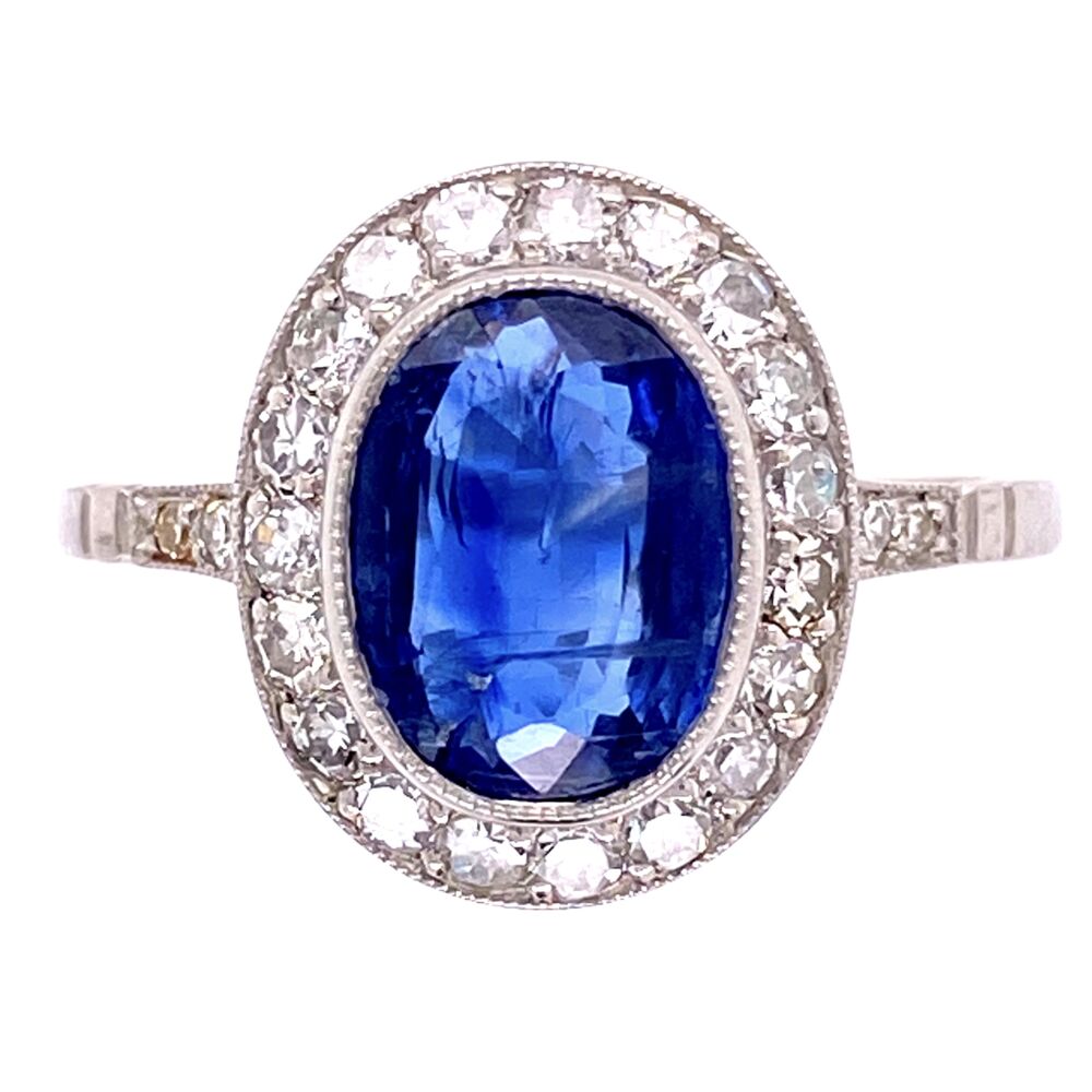 Art Deco Revival Platinum 1.90ct Oval Sapphire & .68tcw Diamond Ring, s7