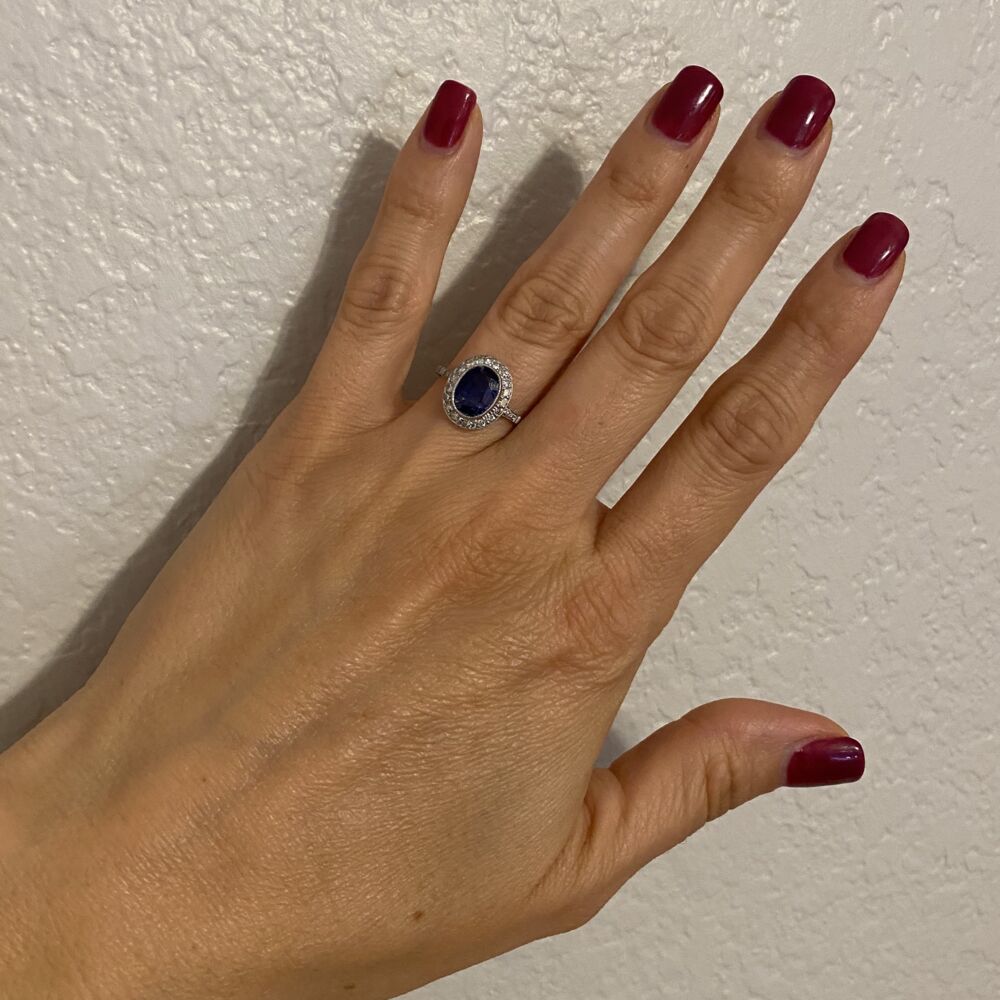 Image 2 for Platinum 1.90ct Oval Sapphire & .68tcw Diamond Ring, s7