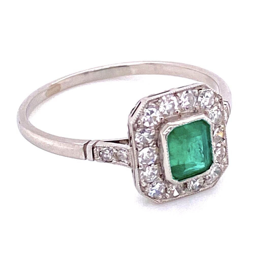 Platinum .58ct Emerald & .52tcw Diamond Ring, s8 | Platinum 1911