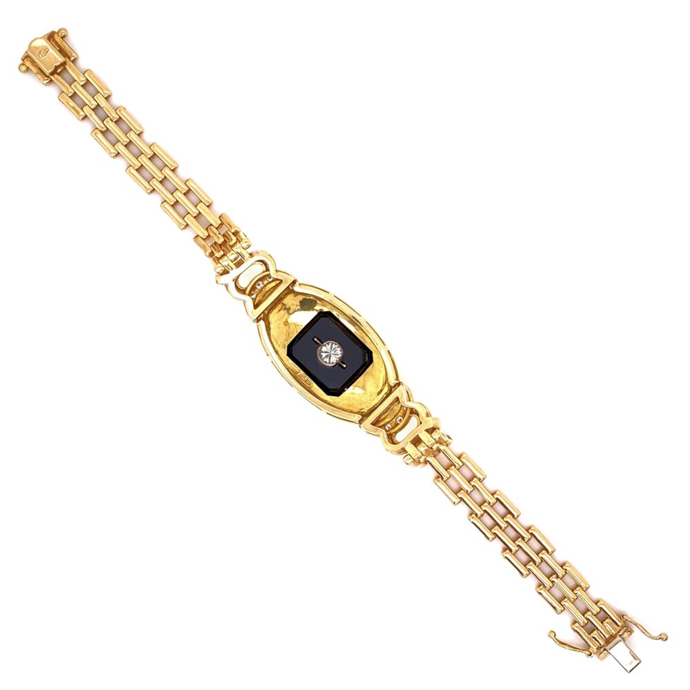 Image 2 for 18K YG .65tcw Diamond & Onyx Bracelet 34.6g, 7"