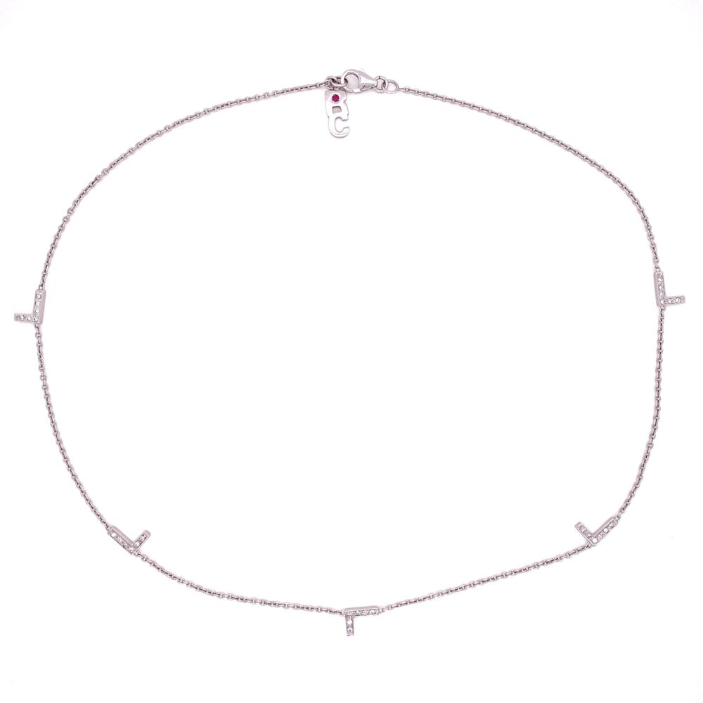 Image 2 for 18K WG ROBERTO COIN Diamond LOVE Necklace with 5 L's .30tcw, 5.4g, 16" Long