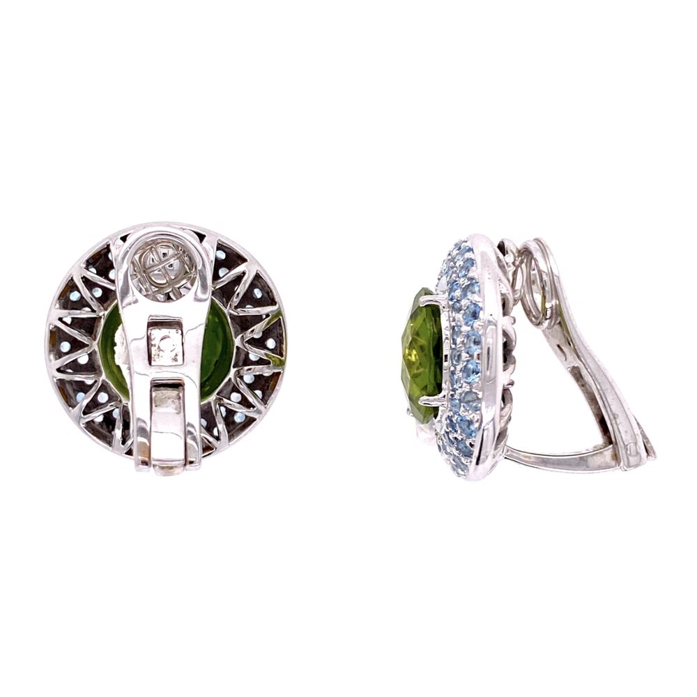 Image 2 for 18K Laura M Peridot and Aquamarine Earrings 14.1g