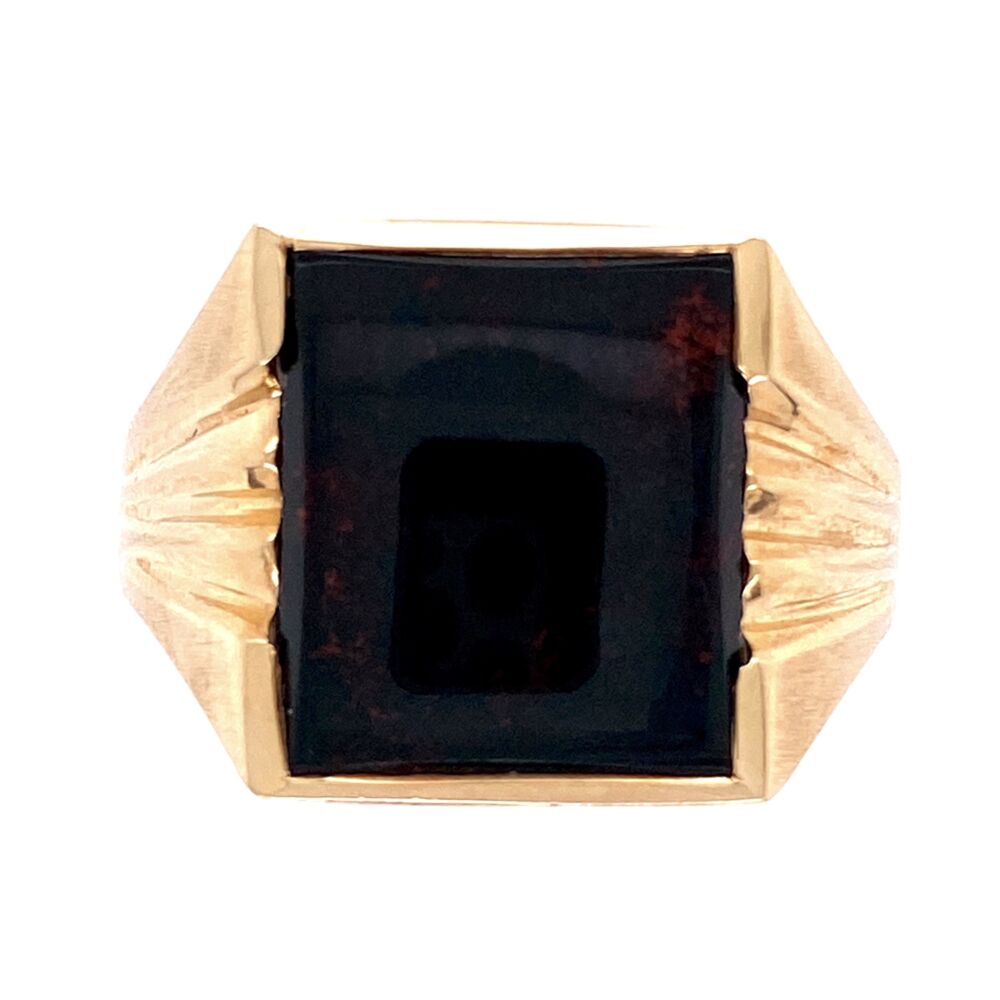 Image 2 for Yellow Gold Men's Square Bloodstone Victorian Revival Ring