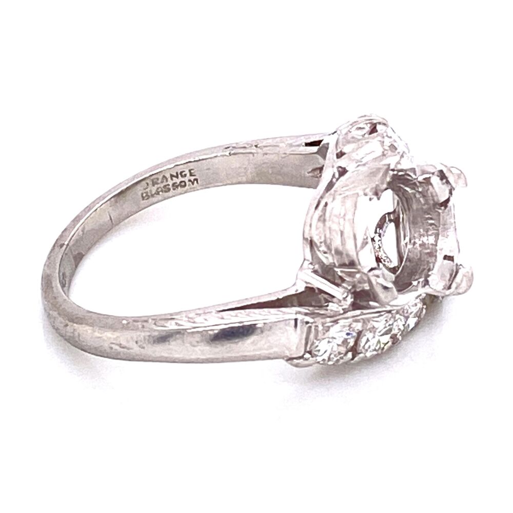 Image 2 for Platinum Art Deco 2 Stone semimount Ring with Diamonds 6.4g