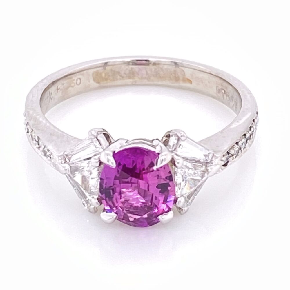 Image 2 for Platinum SPARK Pink Sapphire and Fancy Diamond Ring. s6.5