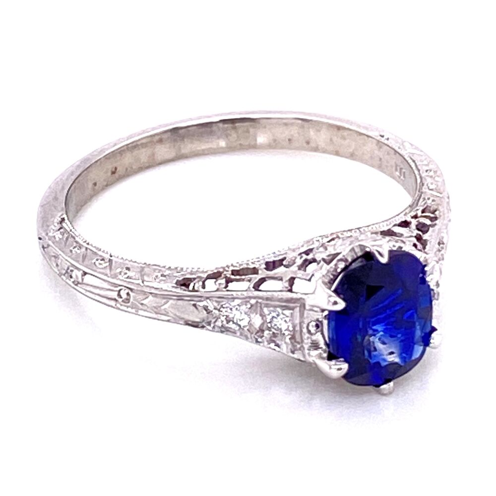 Image 2 for 18K WG 1.18ct Sapphire & .06tcw Diamond Ring, s7
