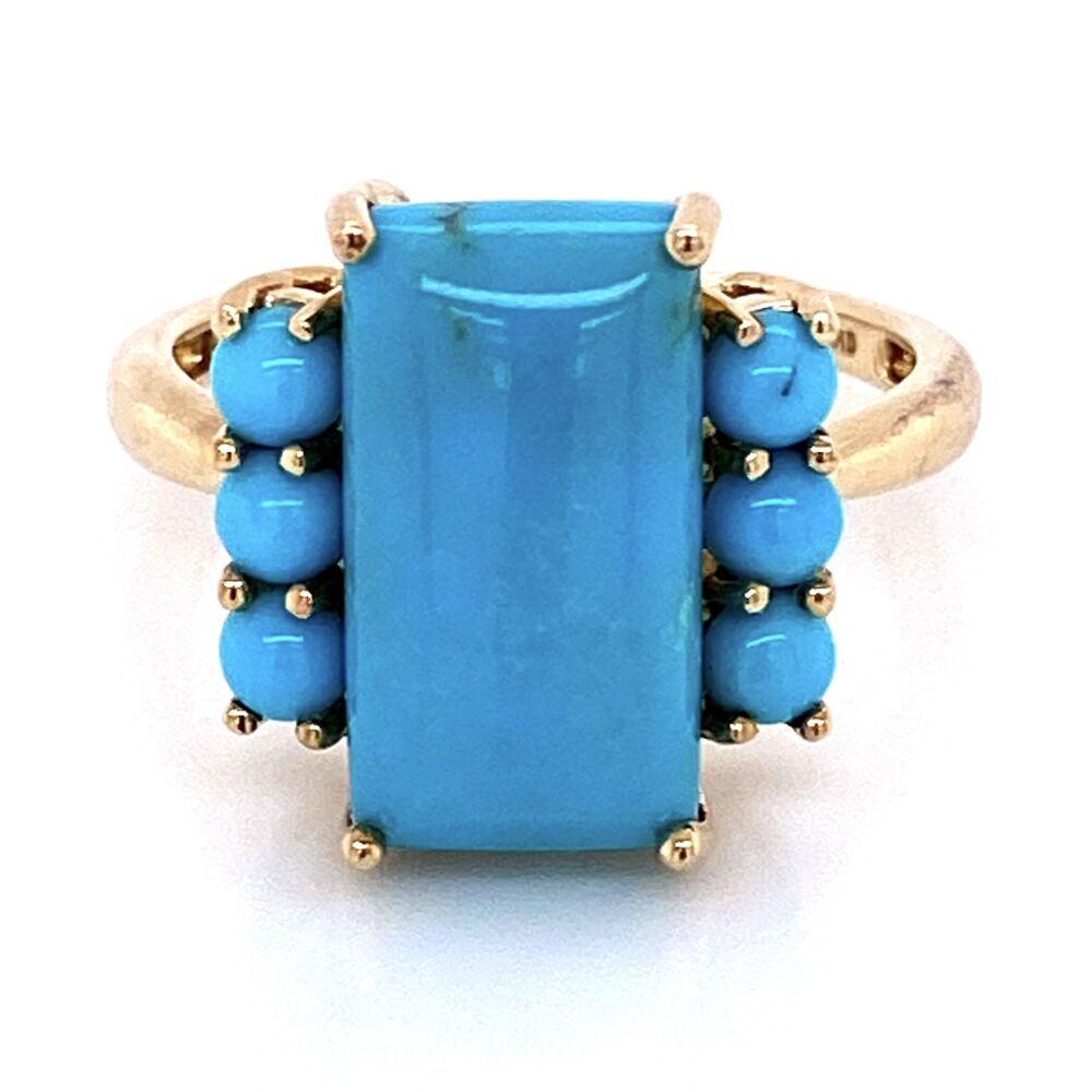 Image 2 for 10K Yellow Gold Natural Turquoise Ring 3.9g, s8