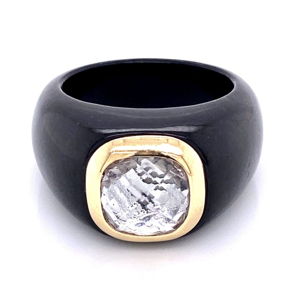 Image 2 for 14K Yellow Gold Black Resin with Checkerboard Quartz 12.2, s10