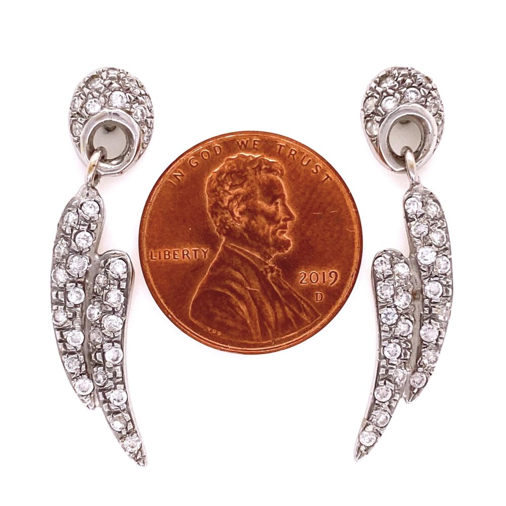 Image 2 for 14K WG Pave Diamond Wings Dangle Earrings 1.00tcw, 5.0g