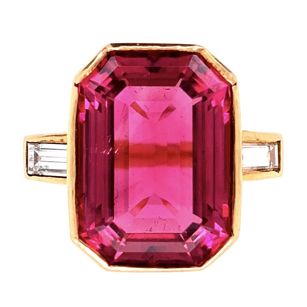 Image 2 for 18K YG 10ct Pink Tourmalines Rubelite & .50tcw Diamond Ring 8.6g, s6.75