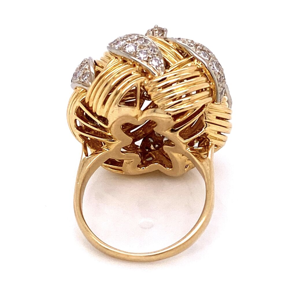 This beautiful ring is stamped, "18K & Italy", has a center round brilliant weighing approx. .50ct and 72 side round brilliant diamonds weighing approx. 2.15tcw 18K WG Large Dome Diamond Ring 2.65tcw 14.6g, s