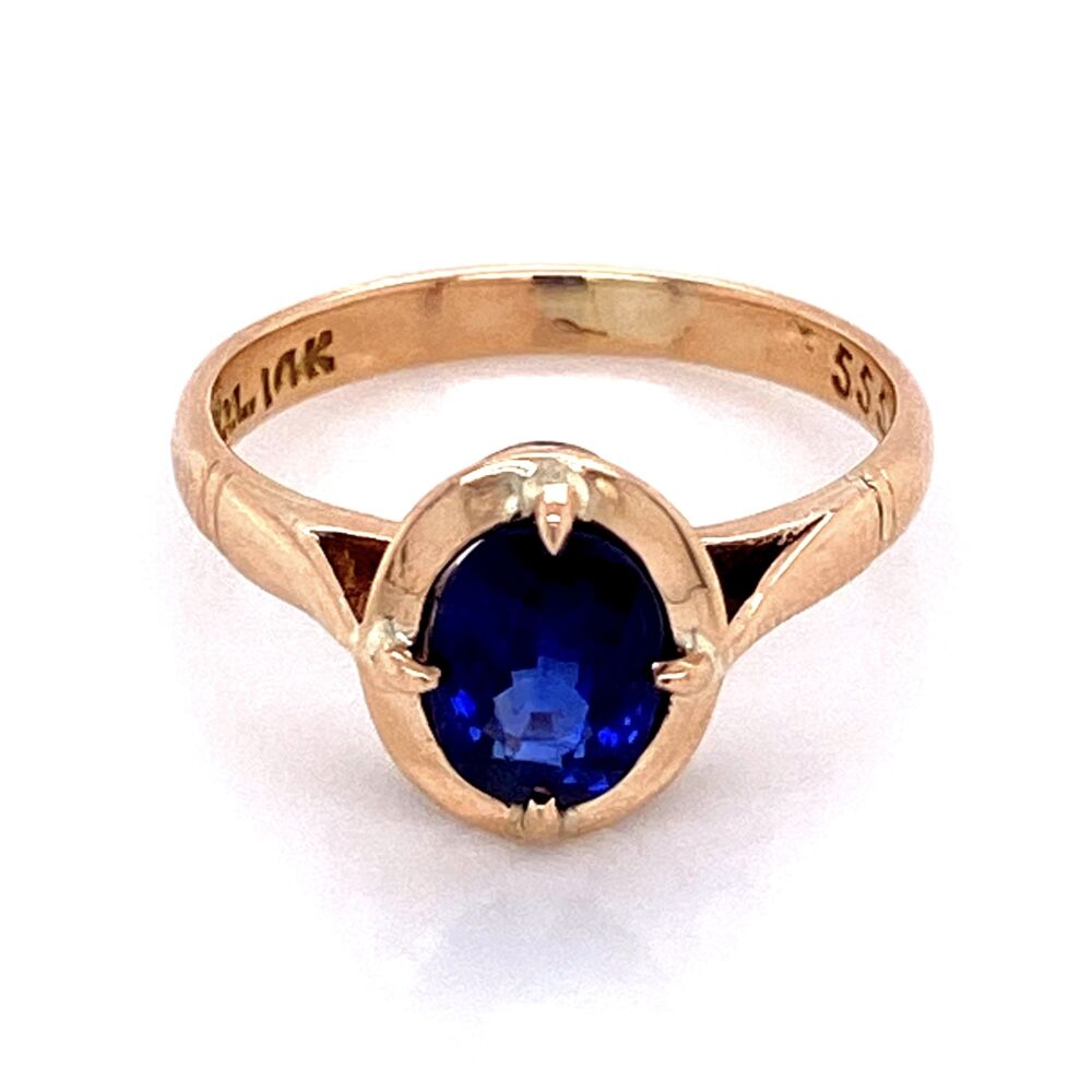 Image 2 for 14K YG Victorian 1.38ct Oval Sapphire Ring 3.0g, s6.25