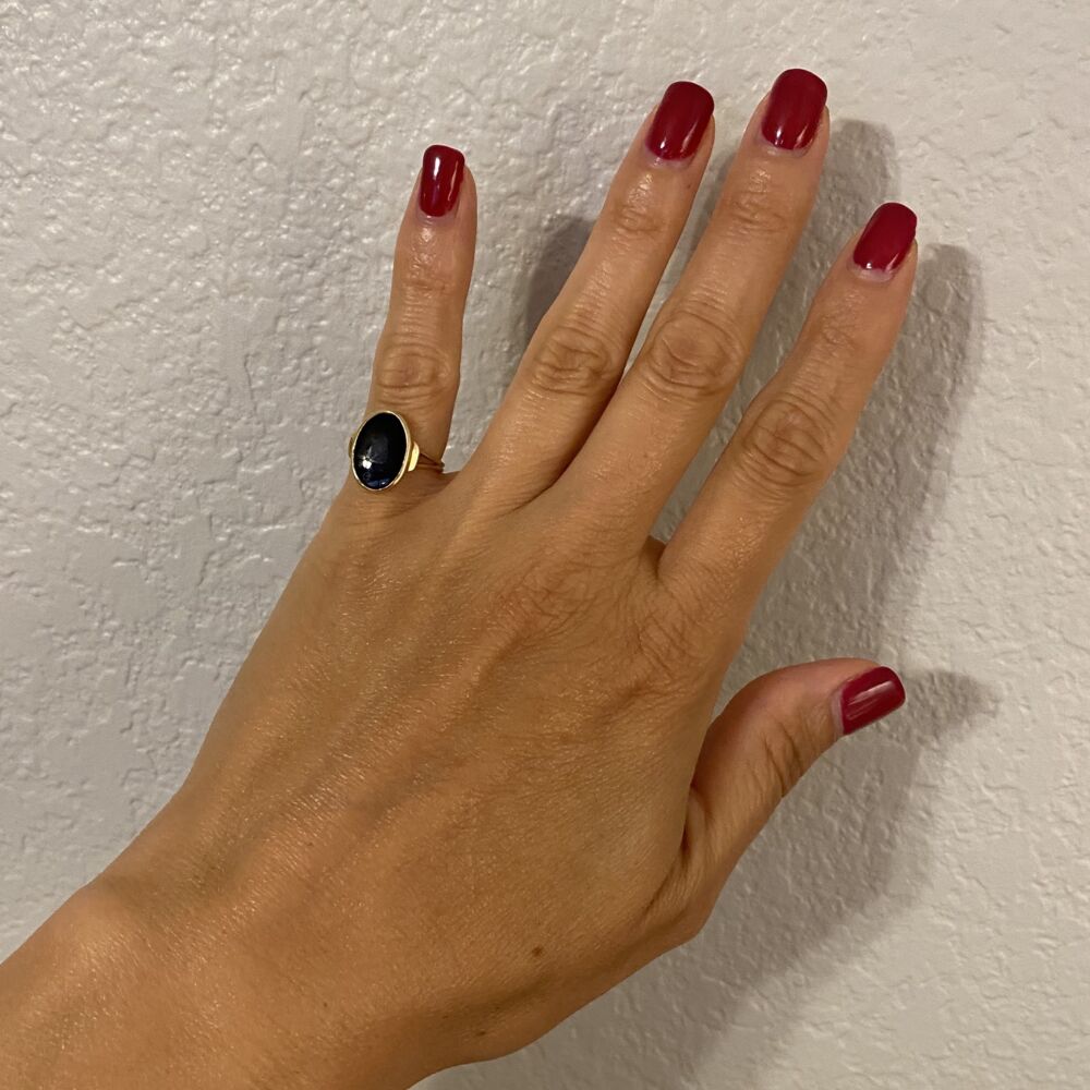 Victorian Revival brings back the style of the 1800's and this ring is a great example from c 1950's 10K YG Oval Onyx Slab Pinky Ring Victorian Revival