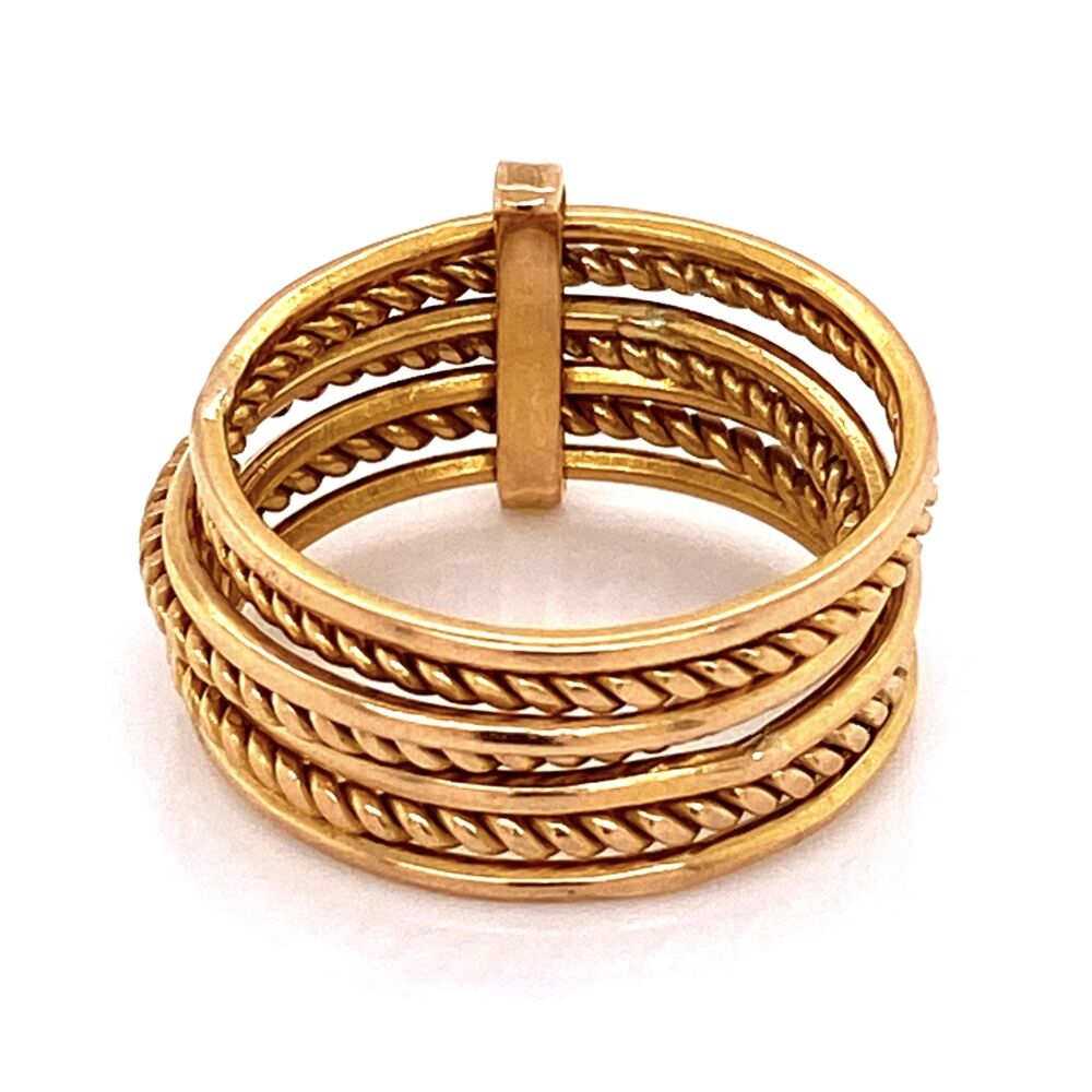 Stackable or great to be worn by itself, this ring is simple and comfortable at a great price! 14K YG 7 Row Rope & Smooth Flexible Band Ring 5.3g, s