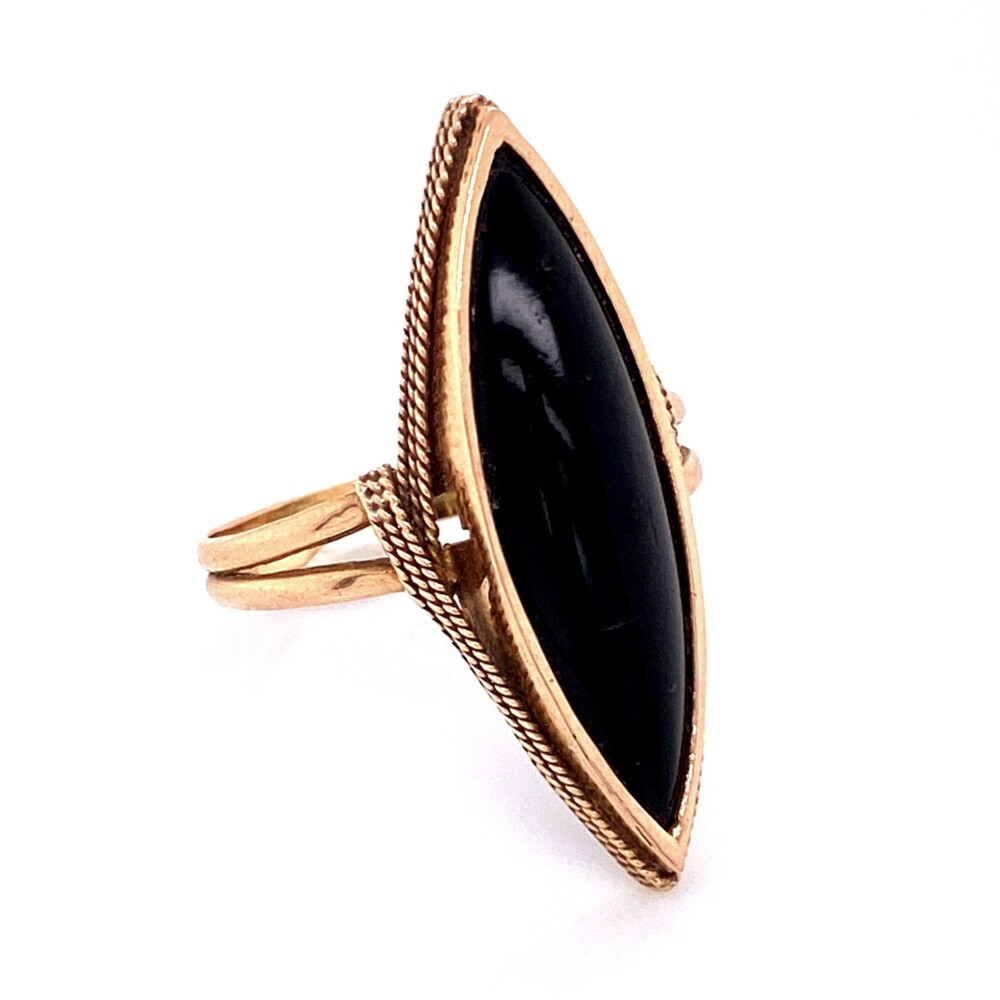 Image 2 for 14K YG Victorian Onyx Navette Ring 3.8g