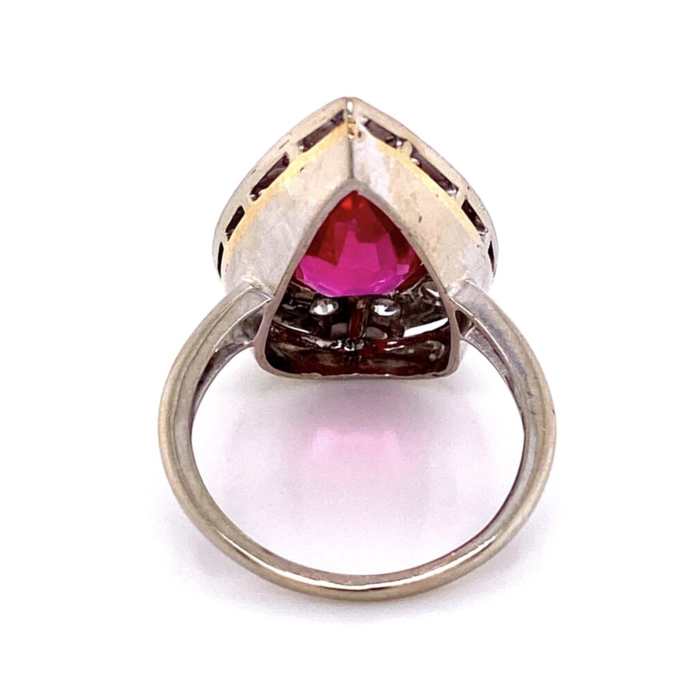 Image 2 for 14K WG Synthetic Pear Shape Ruby & Diamond Ring, 9.0g