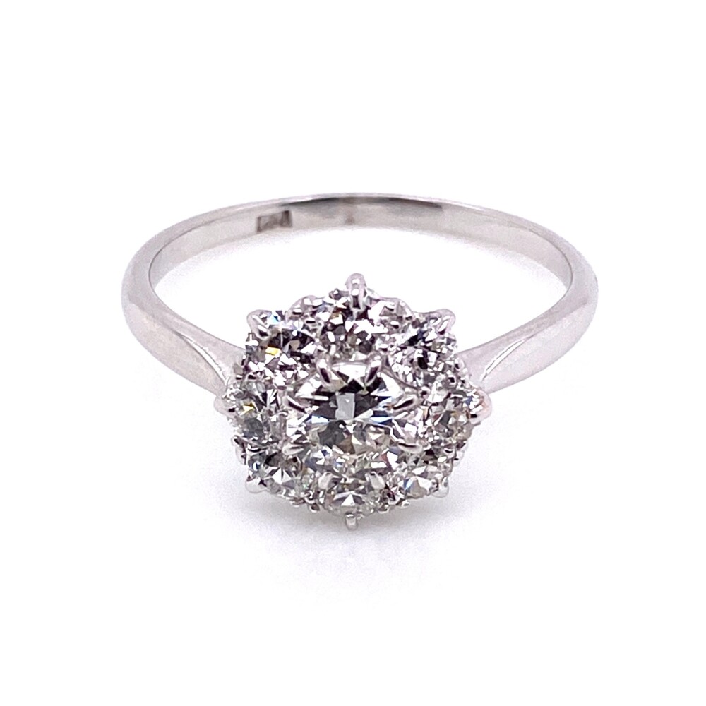 Image 2 for Platinum Mid-Century 1.30tcw Cluster Diamond Ring