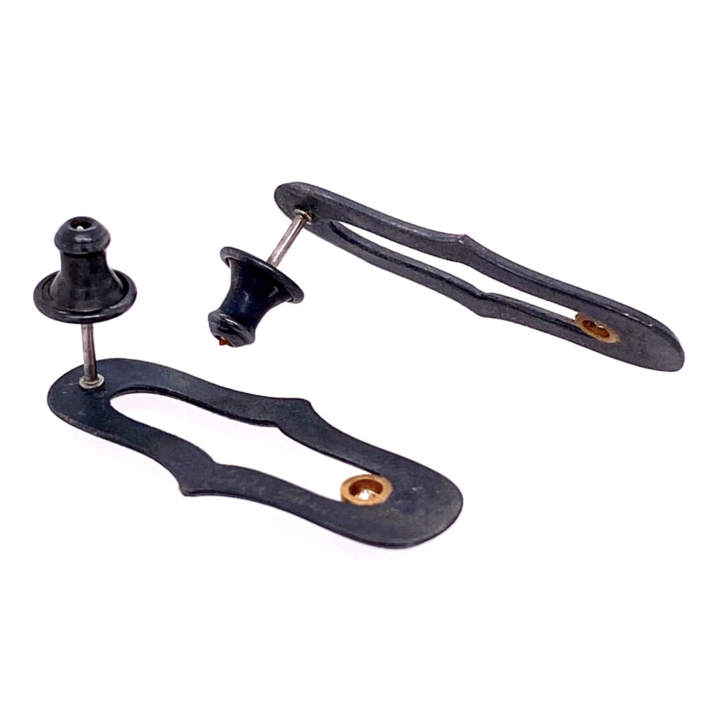  with Diamonds 3.2g, 1.1" Tall ...These beautiful earrings are made of sterling silver & 14K gold and have 2 bezel set diamonds that weigh approx. .10tcw. 14K & 925 Blackened Sterling SAMORA Open Work Diamond Earrings