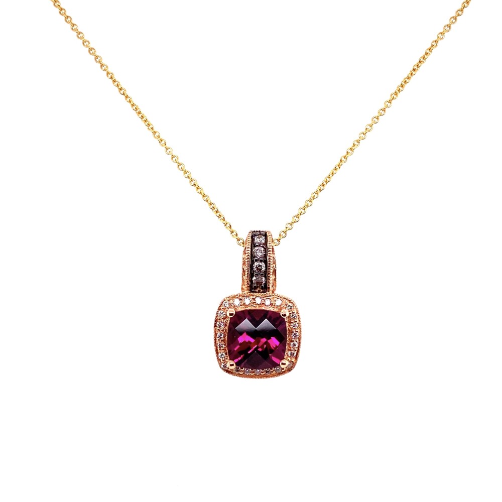 Image 2 for 14K RG LEVIAN Garnet & Diamond Pendant 18"