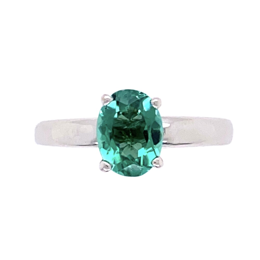 Image 2 for 18K WG Solitaire 1.10ct Blue-Green Oval Tourmaline Ring, s6.5