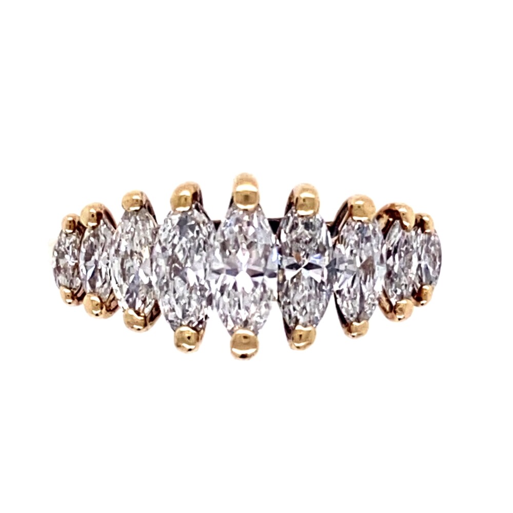 Image 2 for 14K YG 9 Marquis Diamond Band Ring 1.00tcw, 2.5g, s6