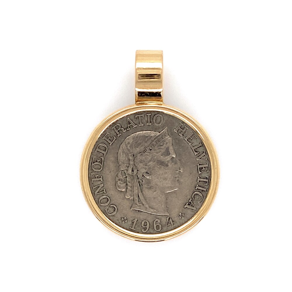 Image 2 for 14K YG Bezel Coin Pendant 10 Swiss Rappen 4.3g