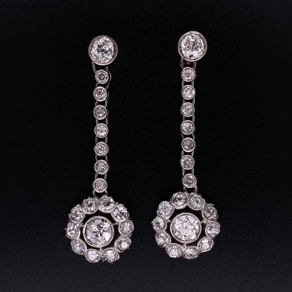 Image 2 for Platinum Art Deco 4.04tcw Diamond Drop Earrings 6.9g, 1.5"