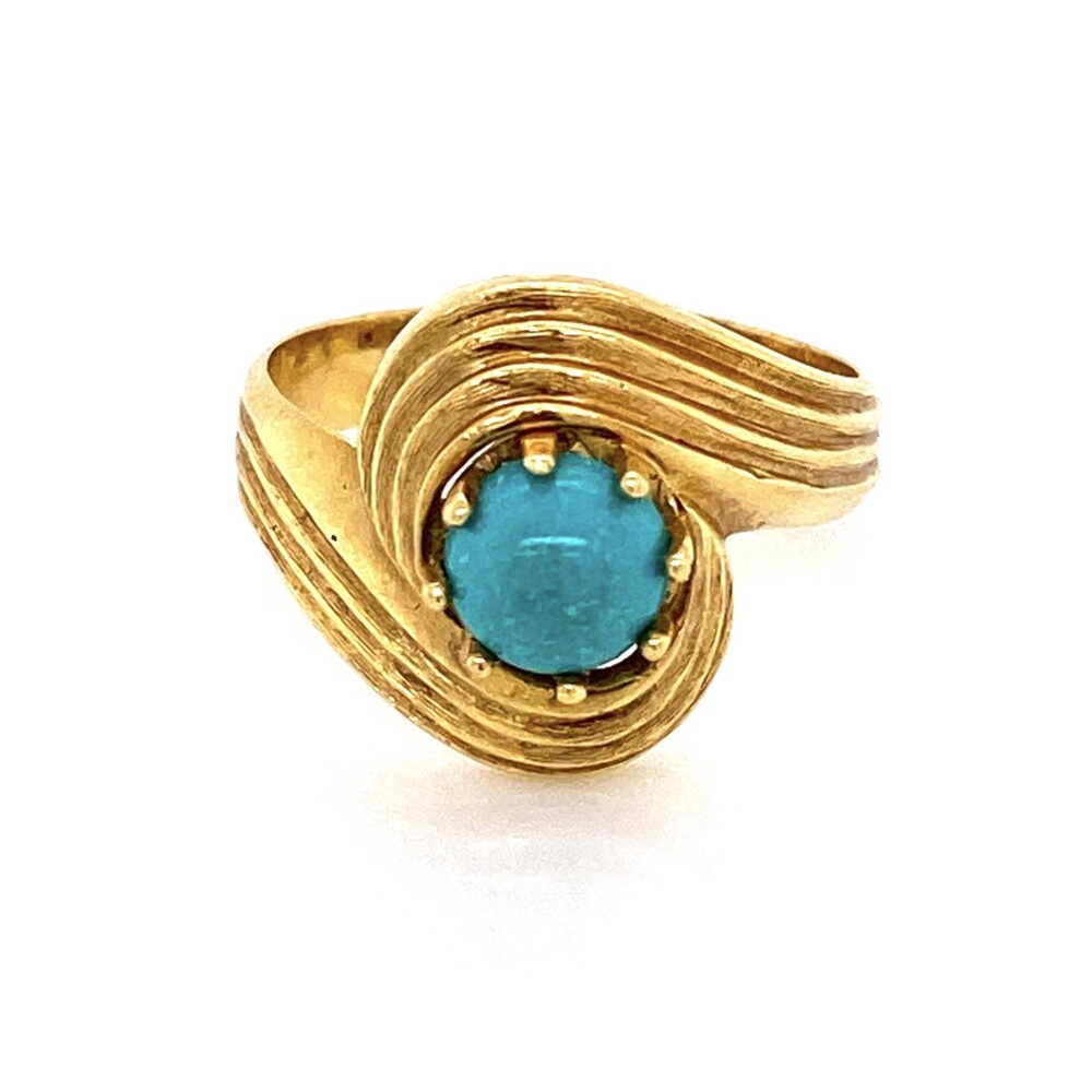 Image 2 for 18K YG Italian Cabochon Turquoise Ring 5.3g, s6